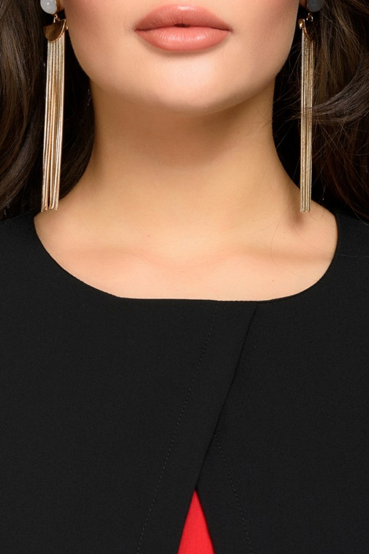 Фото товара 21180, черное платье с красной вставкой