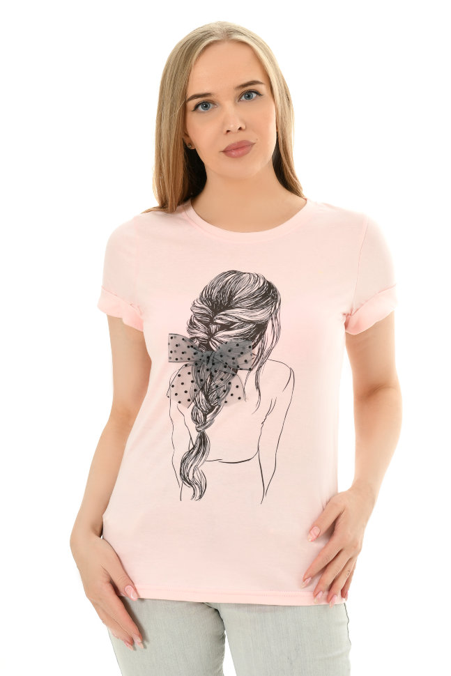 Фото товара 21294, футболка с девушкой с косой