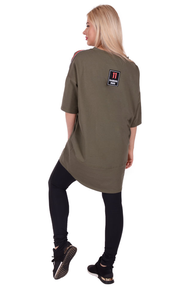 Фото товара 18236, туника хаки в спортивном стиле